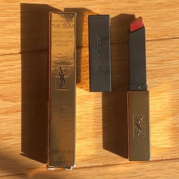 YSL Slim Matte Rouge Pur Couture Lipstick Shade 27 Conflicting Crimson - Picture 1 of 7